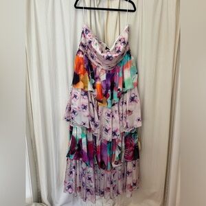 Anthropologie Pastel Floral Strapless Tiered Dress NWT